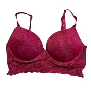 Rachel Roy Magenta Floral Print 5 Hook Push Up Bra 38D